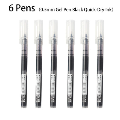 6pcs Color Gel Pen 0.5mm Black Glacier Blue Orange Purple Blue Green Pink Red Quick-drying Ink DIY Aesthetic Stationery supplies