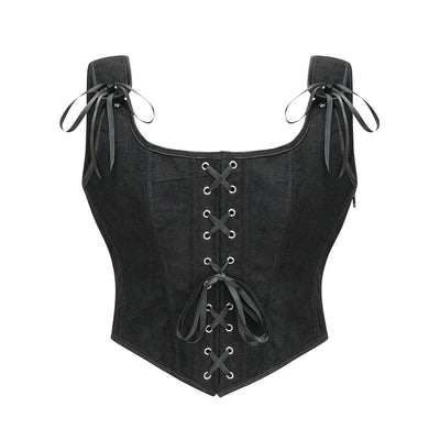 Women's Retro Lace Up Corsets with Straps Steampunk Bustier Crop Top Women Body Shaper Slimming Vest