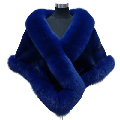 Luxury Fur Women Poncho Fluffy Shawl Fur Evening Dress Shawl Wedding Banquet Shawl Dress Shawl Plush Cape Coat Women Jackets