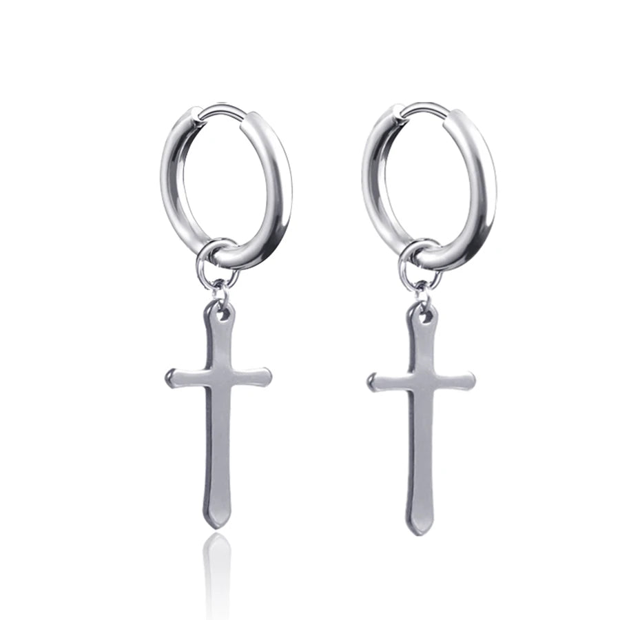 New Punk Stainless Steel Chain Hoop Earrings For Women Men 2023 Trendy Goth Pop Hip Hop Pendants Ear Jewelry Accessories Earring