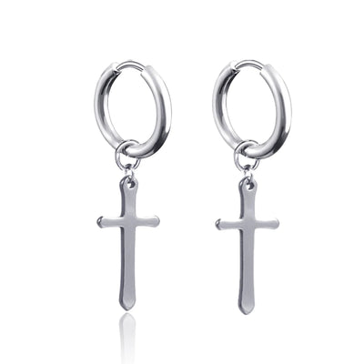New Punk Stainless Steel Chain Hoop Earrings For Women Men 2023 Trendy Goth Pop Hip Hop Pendants Ear Jewelry Accessories Earring