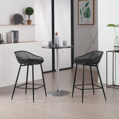 2PCS/CET Plastic Bar Stools Counter Stool with Hollow Backrest  Footrest  High Kitchen Stool for Dining Room  Bar Outdoor Patio