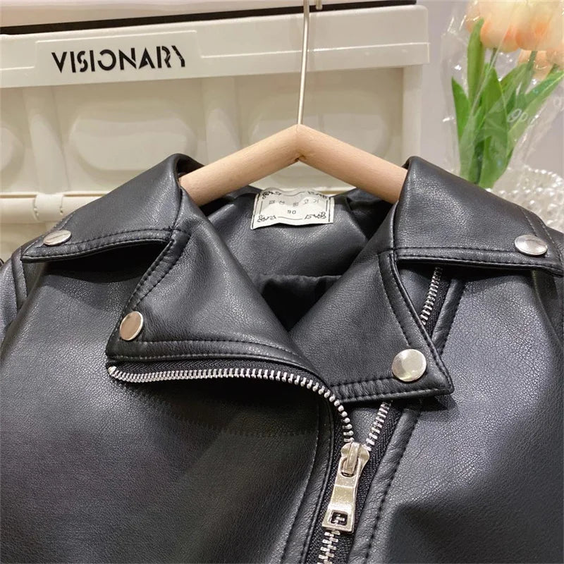 Boys Handsome Leather Jackets Kids 2-8 Years New Classics Spring Autumn Coats Baby Children Pu Outerwear Kids Zipper Fly Clothes