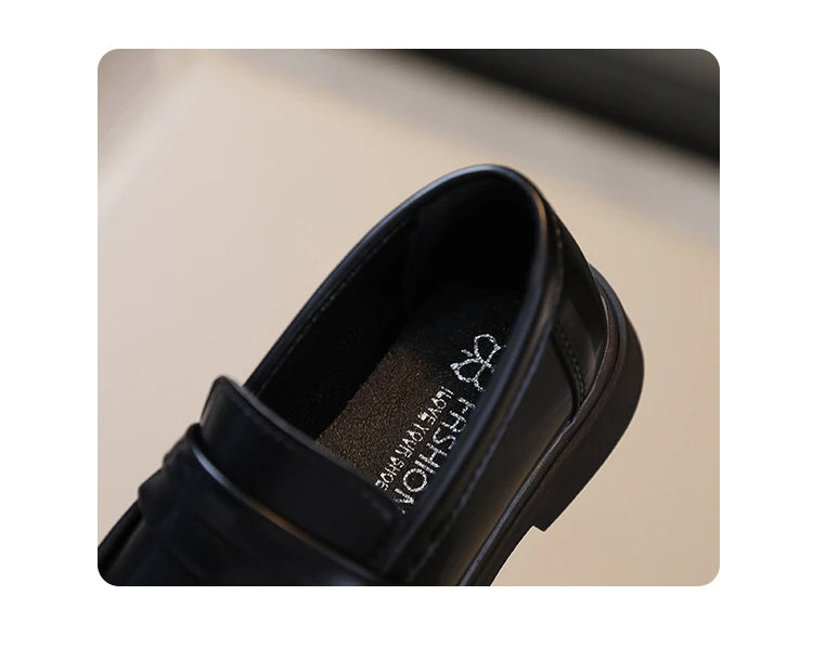 Girls Loafers Round-toe Children Fashion Princess Leather Shoes for Party Wedding Boys Kids Uniform School Shoes Soft All Match