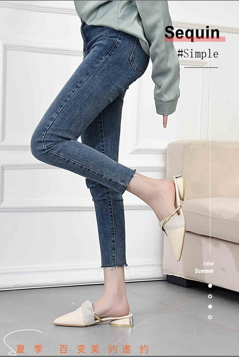 Brand Elegant Heels Summer Women's Shoes Woman Sandals Leisure Slippers Comfortable Open Toe Slip-On Slides