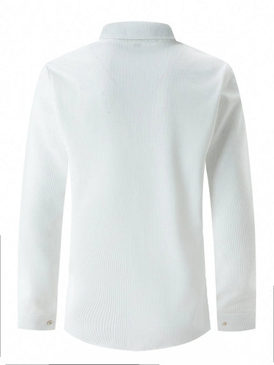 2025 Spring and autumn new men's daily casual waffle cardigan long-sleeved shirt two pants suit