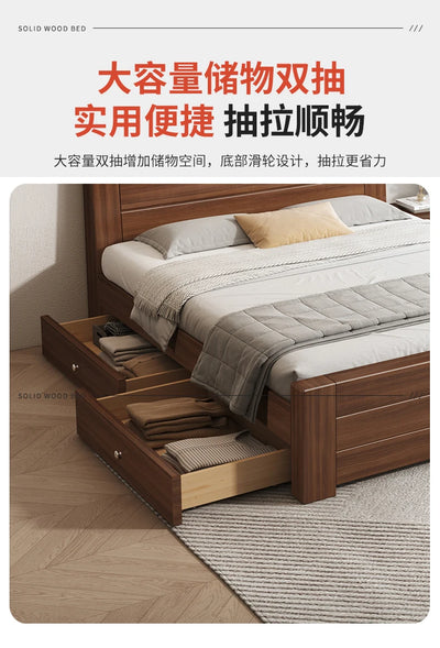 Wooden Cheap Storage Bed Bedroom Elegant Pretty Luxury Full Size Frame Bed Bases Queen Home Cama Box Casal House Accessories