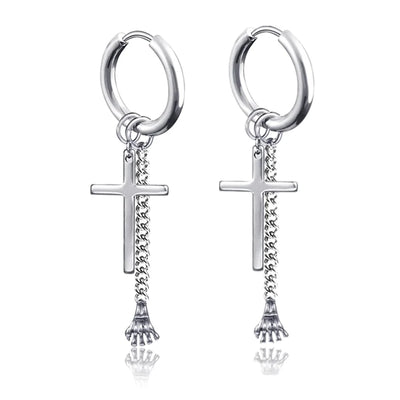 New Punk Stainless Steel Chain Hoop Earrings For Women Men 2023 Trendy Goth Pop Hip Hop Pendants Ear Jewelry Accessories Earring