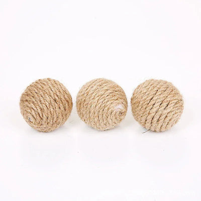 10pcs Solid Colored Sisal Ball Cat Teasing Toy Ball Self Hi  Grinding Teeth Durable Cat Teasing Stick Cat Making Sound Bell Ball