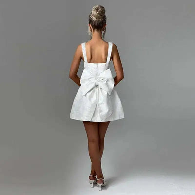 Townlike Jacquard Waist Wrap A-line Dress Women Spaghetti Strap 2025 Spring Summer Dress Bow Nightclub Sexy Party Dresses