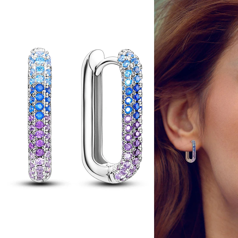 Hot Sale 925 Sterling Silver Heart Earrings Fit Original Charms Hoop Earrings For Women girls Stud Earring Fine Jewelry Gifts