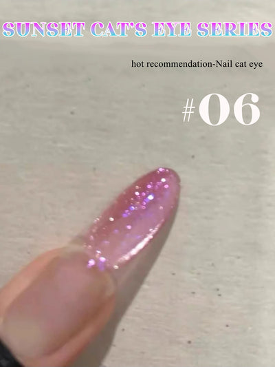1-24pcs ZH Spring Summer Nails Red Champagne Gold Cat's Eye Gel Nail Polish Nail Art Versatile Popular Whitening Nail Supplies