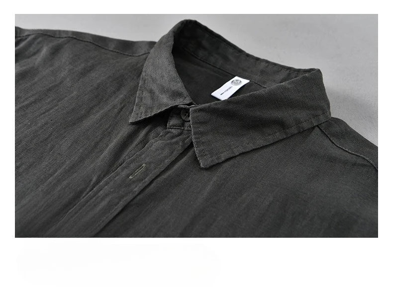 2025 Summer New Breathable Thin 100% Linen Short Sleeve Shirt for Men Casual Turn-down Collar Classic Shirt DC927