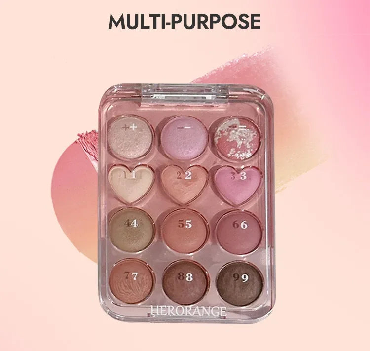 Calculator Love Eyeshadow Palette 12 Colors Matte Pearlescent Glitter Non-Flying Powder Earth Color Eyeshadow