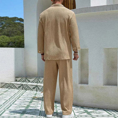 2024 Spring Summer Casual Cotton Shirts And Pants Suits Men Vintage Half Sleeve Irregular Cardigan Two Piece Sets Mens Outfits