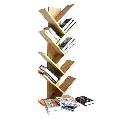 Rustic Standing Tree Bookshelf Wood Display Rack For Home Office Decoration Storage Organizer Shelf Bookcase