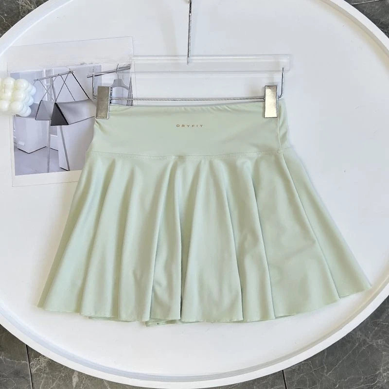 Women's Yoga White Sports Skirt  Fitness Running Tennis  Sexy Slim Pleated Skirt Anti Walking Halter Skirt Women's Clothing