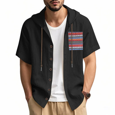 Men s Linen Shirts Casual Short Sleeve V Neck Button Down Pocket Tops Summer Hoodies - Stylish and Comfortable Apparel for Warm
