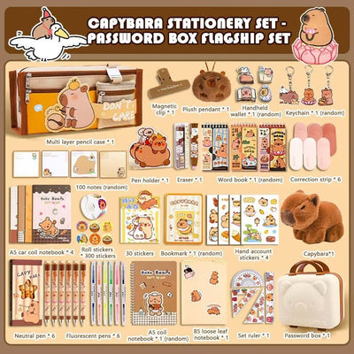 Large Capacity Gift Box Capybara Stationery Set Pencil Case Abundant Back-to-school Gift Kit Cute School Supplies for Students