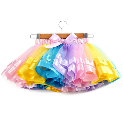 Baby Tutu Skirt Infant Girls Colorful Rainbow Tulle Skirt Princess Mini Dress Children Clothing Pettiskirt Toddler Cloth