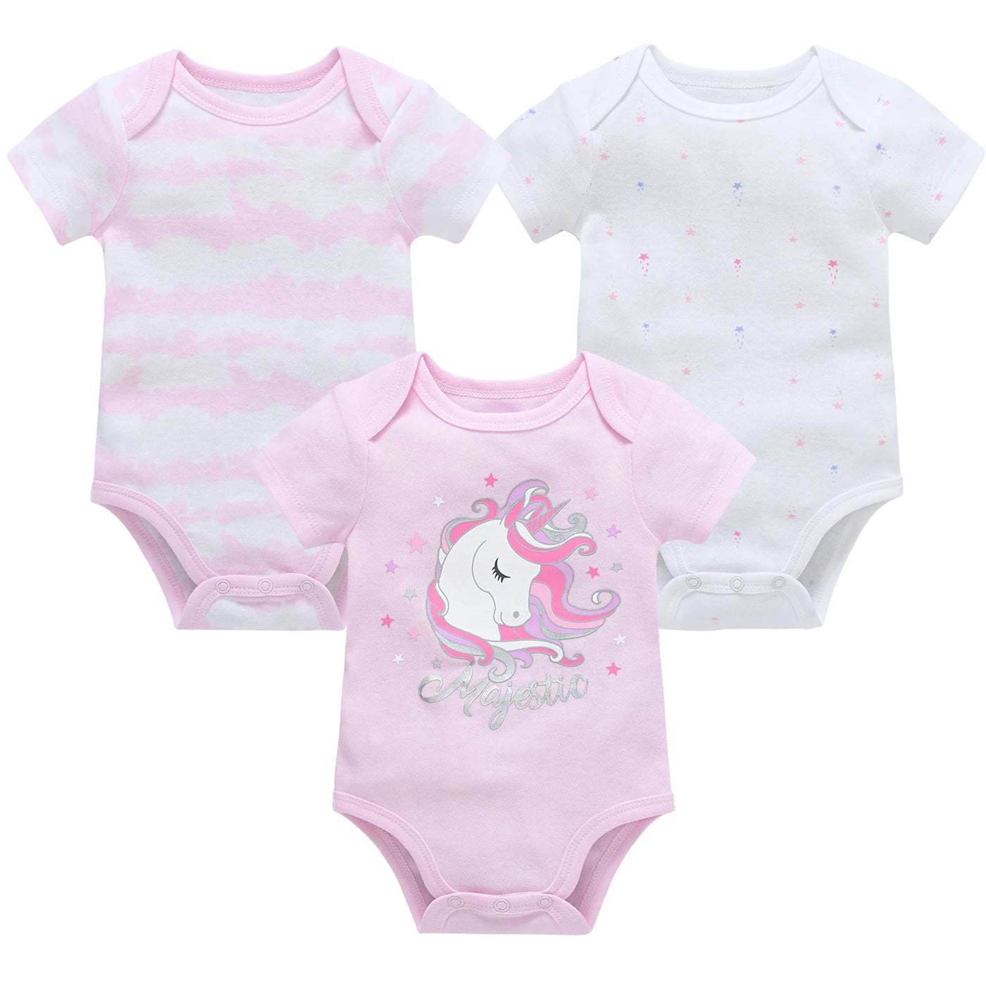 3 Pcs/set Baby Girls Rompers Elephant Cute Print Girls Bodysuit Pink Summer Short Sleeve Jumpsuit 100% Cotton Soft Baby Clothes