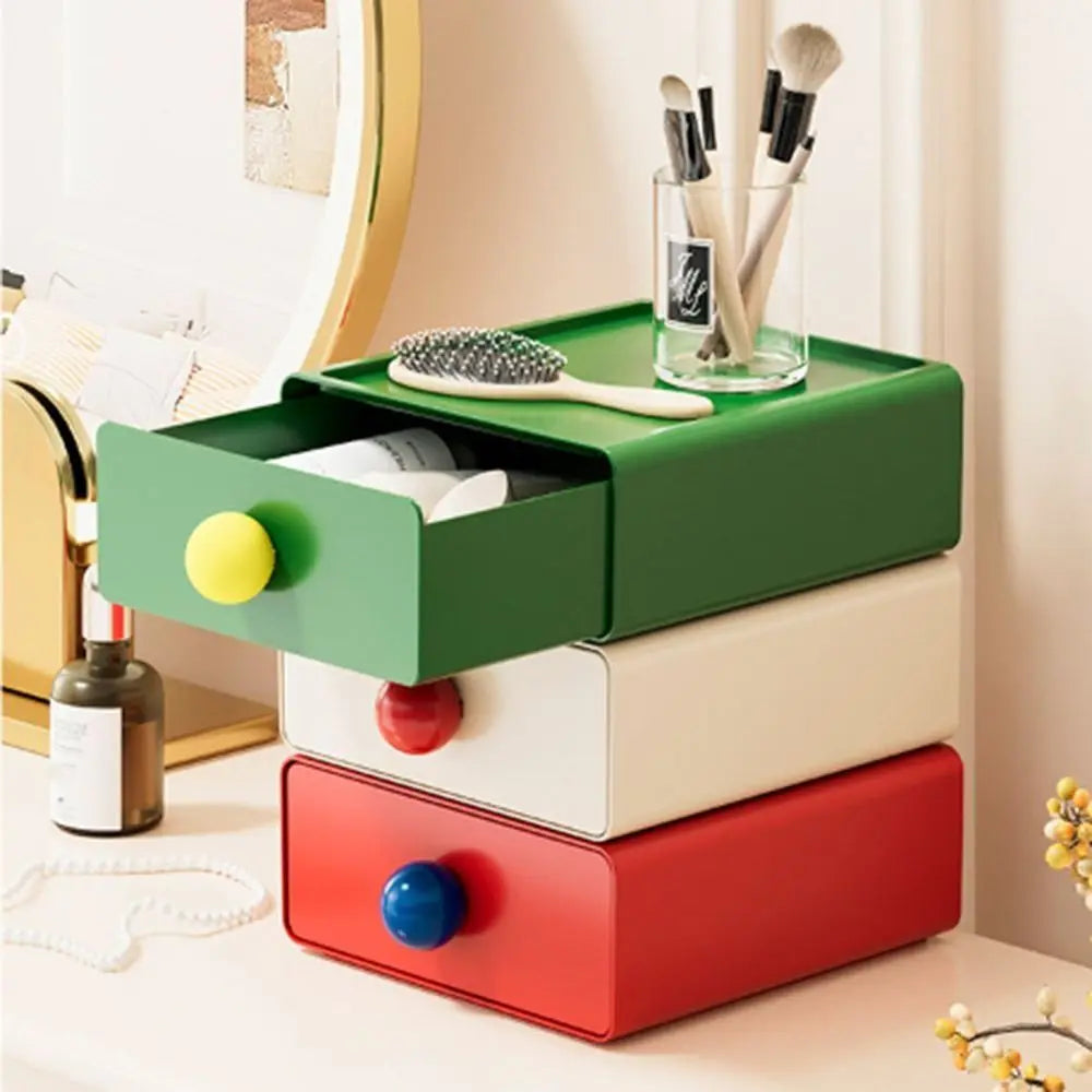 Large Capacity Desk Organizer Box Dopamine Dust-proof Cosmetics Storage Box Stackable Desktop Storage Boxes Drawer Home Office