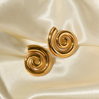 Youthway Stainless Steel Glossy Spiral Hollow Hoop Earrings 18K Gold Plated Exquisite Women's Accessories Jewelry Gift