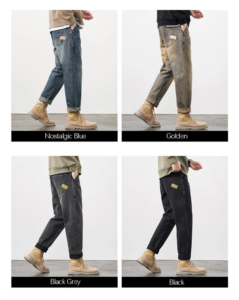Men's Jeans Baggy Pants Loose Fit Harem Pants For Men Clothing Streetwear Fashion Pockets Patchwork Large Trousers Oversized 42