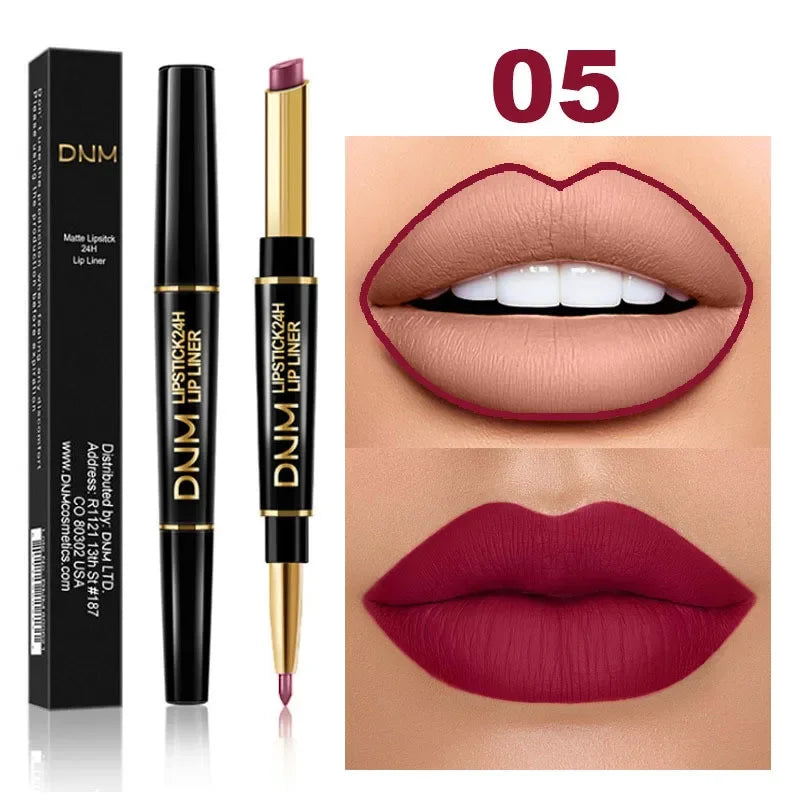 12 Colors 2 In1 Long-lasting Lip Liner Matte Lipsticks Portable Lip Pencil Waterproof Moisturizing Lip Makeup Contour Cosmetics