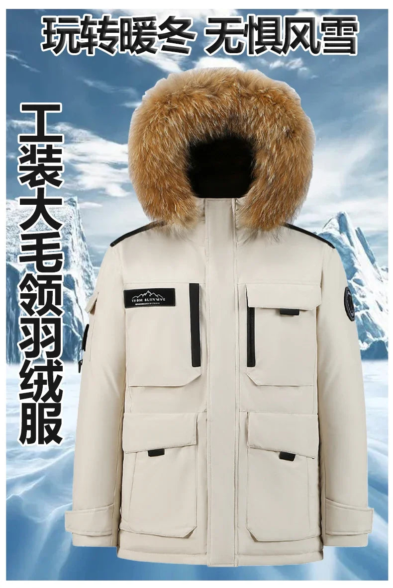 Fashion Parkas Male Casual Warm Down Jackets New Winter Mens Hooded Fur Collar Duck Down Coats High Quality Waterproof Coats