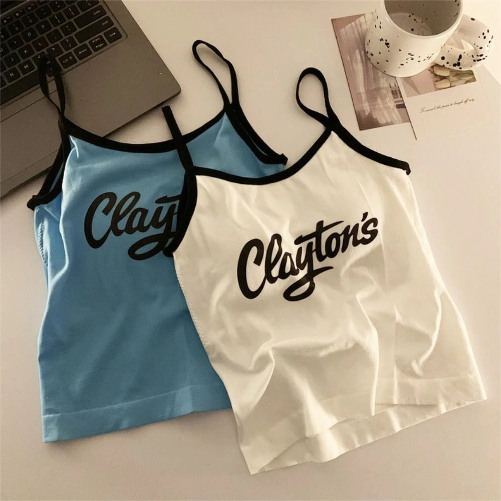 All-Match with Pads Letter Printed Tank Top