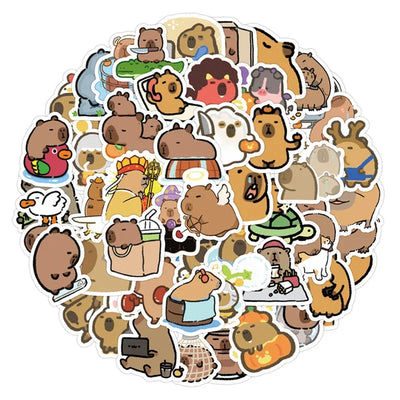 10/30/50pcs Cute Cartoon Animal Capybara Stickers Decals for Laptop Fridge Notebook Diary Funny Decoration Sticker Kids Toys