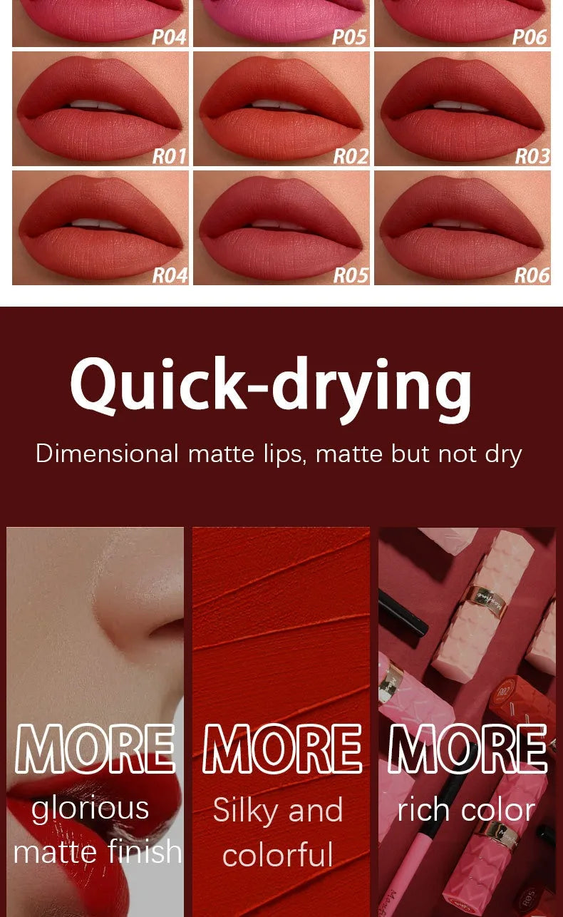 Velvet Matte Lip Liner Lipstick Pen Set Waterproof Long Lasting Sexy Red Contour Tint Lipstick Non-stick Cup Lipliner Pen Makeup
