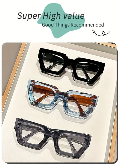 Y2K Oversized Clear Lens Glasses with Leopard Print Frame, Blue Light Blocking, Fashionable Accessory for Casual Attire