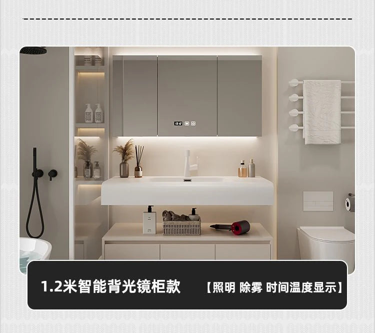 Bathroom Furniture Skin Sensor Bathroom Vanity Cabinet With Sink And Mirror Integrated Arc Washing Table Combination To Wash