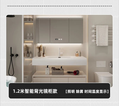 Bathroom Furniture Skin Sensor Bathroom Vanity Cabinet With Sink And Mirror Integrated Arc Washing Table Combination To Wash