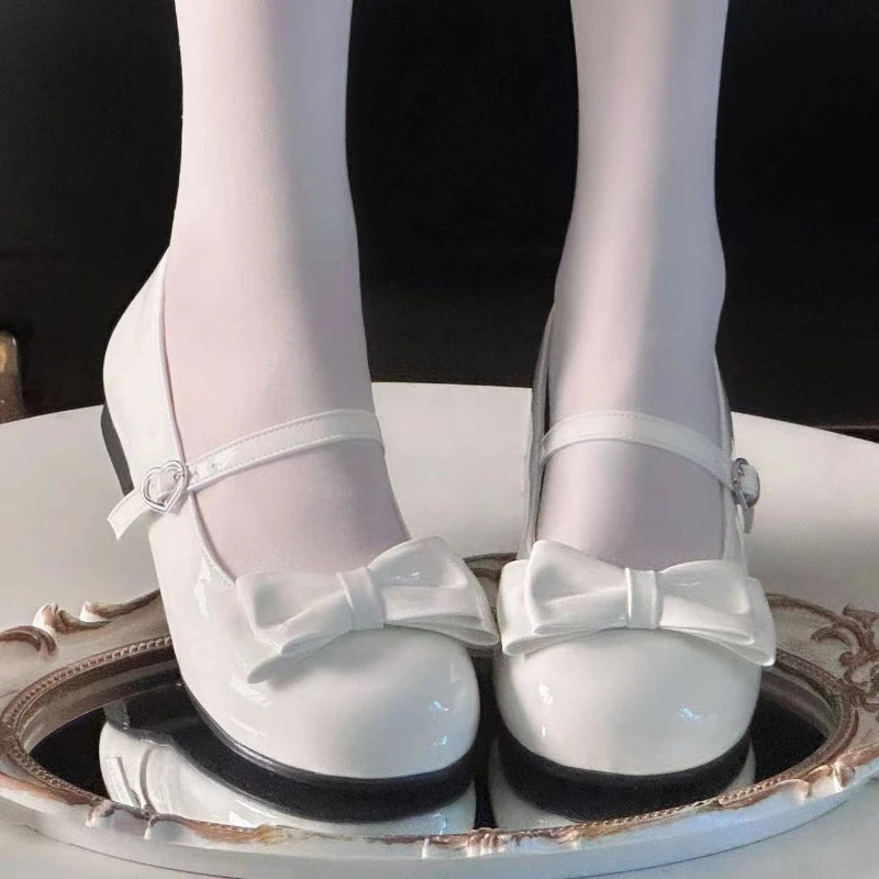2025 Lolita Style Sweet Girls Princess Leather Shoes Elegant Bowknot Kids Ballet Shoes  Children Fashion Dresses Flat Shoes Soft