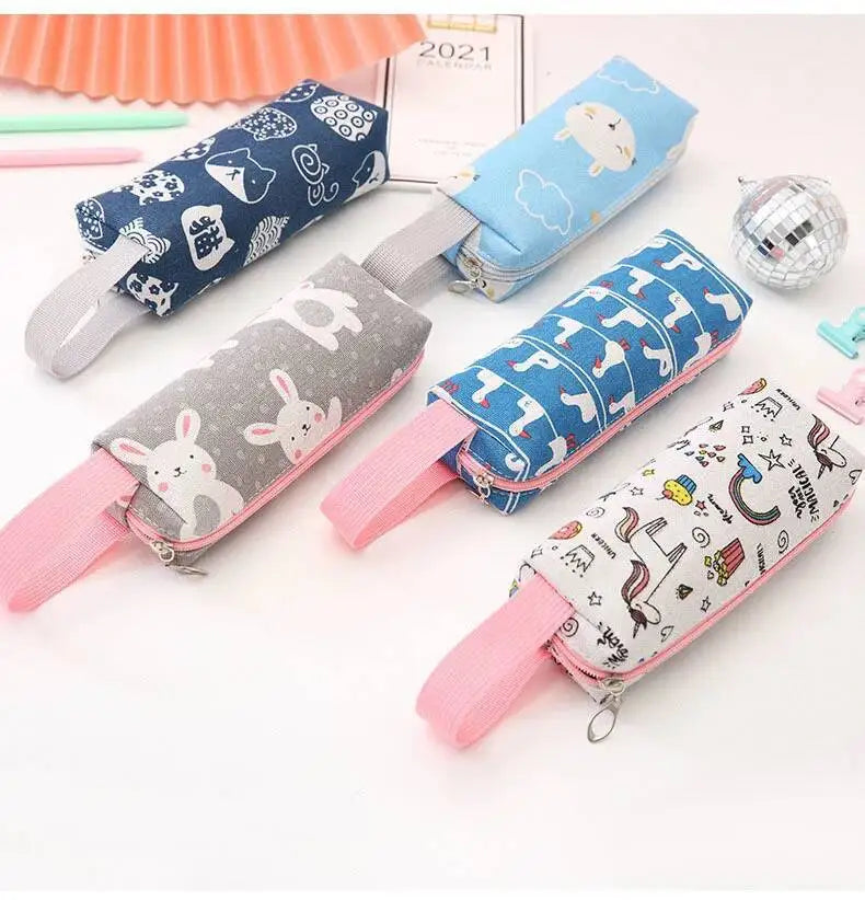 1 Pieces Kawaii Cute Cartoon Animals Pen Pencil Bag School Office Supplies Stationery Receive Tools Makeup Pouch Cosmetics Case