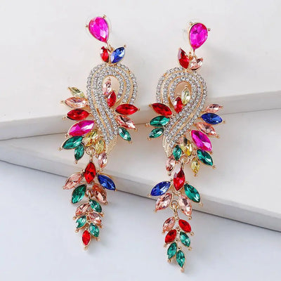 1 Pair Geometric Faux Crystal Dangle Earrings - Elegant Long Drop Earrings for Weddings