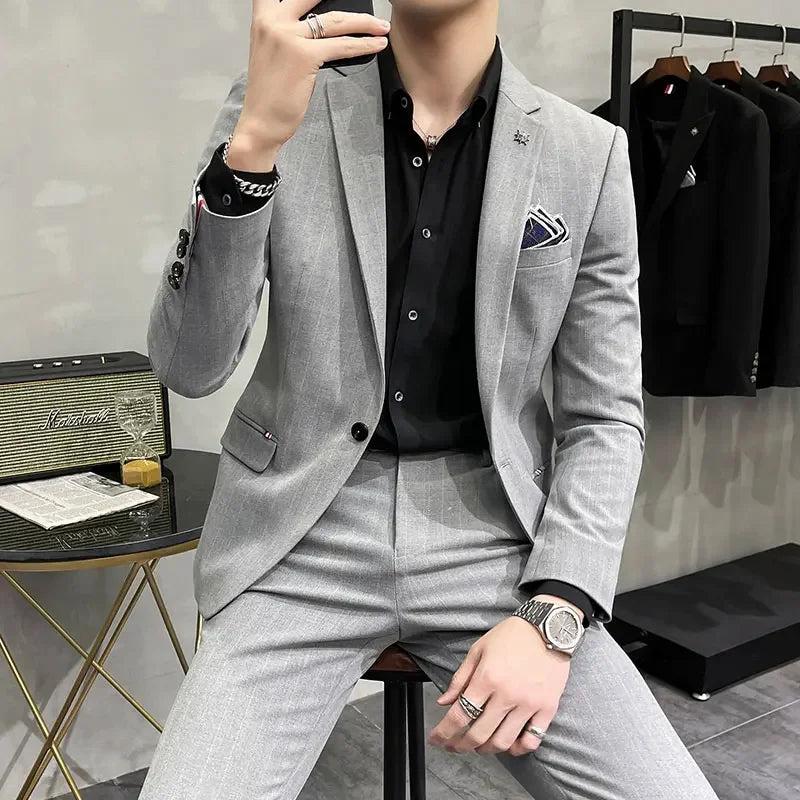 High-Quality Two-Piece Groom Wedding Suit Business Casual Banquet Costume for Men Luxury Ensemble with Trousers