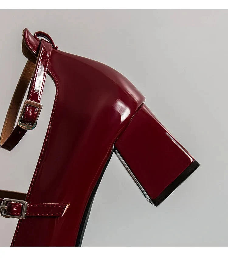 2025 New Women's Mary Janes Shoes High Quality Leather Shoes for Women Square Toe Shallow Buckle Strap Women's Shoes sandalias