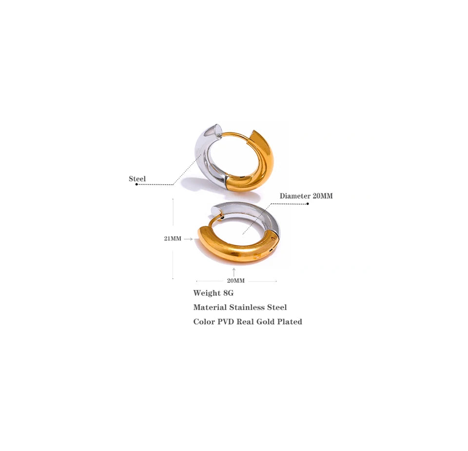 Yhpup  Chic Stainless Steel Geometric Round Hoop Earrings Women Gold Silver Color Charm Trendy Fashion Temperament Jewelry