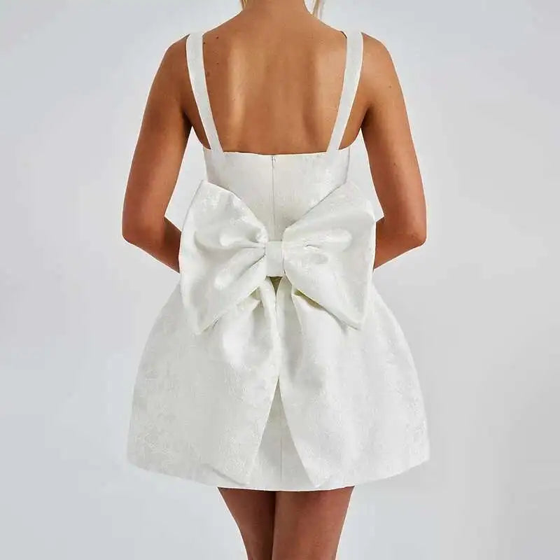 Townlike Jacquard Waist Wrap A-line Dress Women Spaghetti Strap 2025 Spring Summer Dress Bow Nightclub Sexy Party Dresses