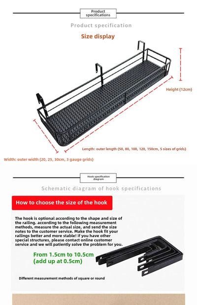 Elegant European-Style Flower Stand Expansive Iron Art Balcony Rail Organizer Decorative Hanging Pot Holder Urban Green Space