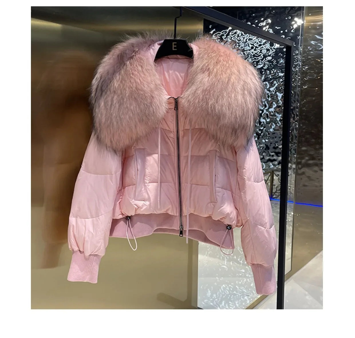 Fashionable Women's Winter Down Jacket Cropped Fox Fur Collar High End 90% White Duck Feather Coat Thick Long Sleeves