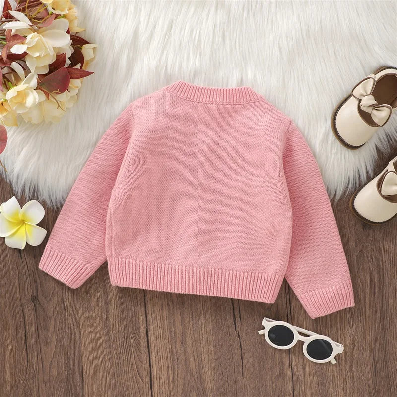 Baby Girls Cardigan Princess Long Sleeve Knit Jacket Cute Girls Sweater Coat Winter Infant Knitted Cardigan Baby Knit Clothes