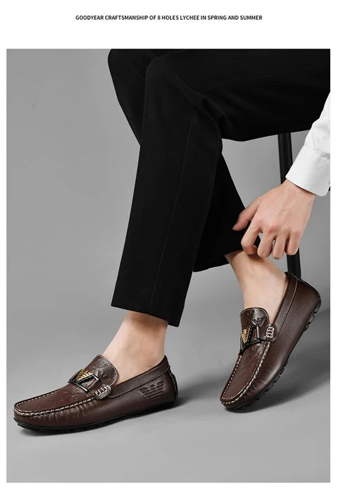 High-end Top-grain Cowhide Korean-style Bean Shoes, Men's Genuine Leather Breathable Business Casual Leather Shoes, Men's Shoes