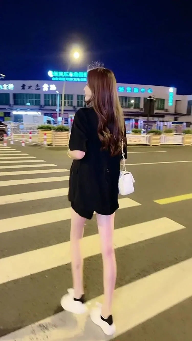 Women's 2025 New Summer High-end Fashion Outfits And Suit Collar Short Sleeve Solid Coat Pop Shorts Two Piece Set Women Clothing