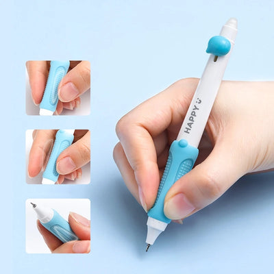 3pcs Happy Beans Gel Pens Set Ergonomical Triangle Grip Erasable Black Color Ink 0.5mm Ballpoint for Writing School A7682