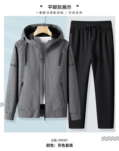 Male Workout Sports Outfit Autumn Spring Men Running Sports Tracksuits Sets Hoodies Zipper Outwear Sportwear+Sweatpants Sets